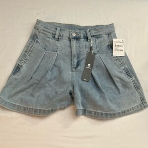 Nordstrom Blue Pleated Jean Shorts